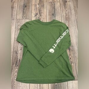 Carhartt Youth Loose Fit Long Sleeve Logo Tee (L 12–14) Green